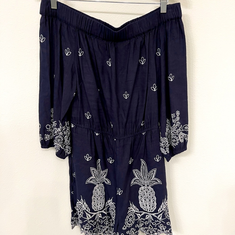 Anthropologie Linen shorts romper by Farm Rio